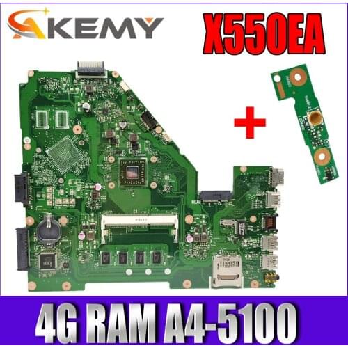 Akemy X550EA Laptop motherboard For Asus X550EA X550EP X550E X552E Test original mainboard 4G RAM A4-5100