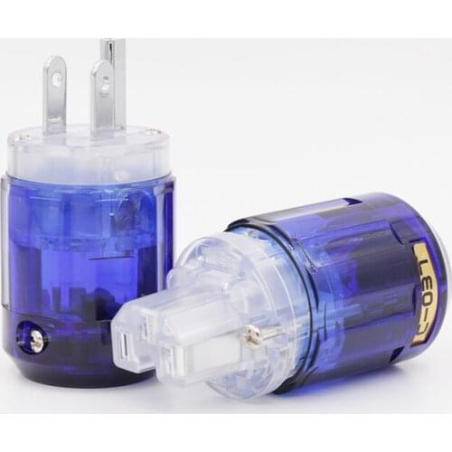 Free shipping pair P-037 Platinum Plated US Power plug + C-037 IEC Connecter DIY Cable transparent