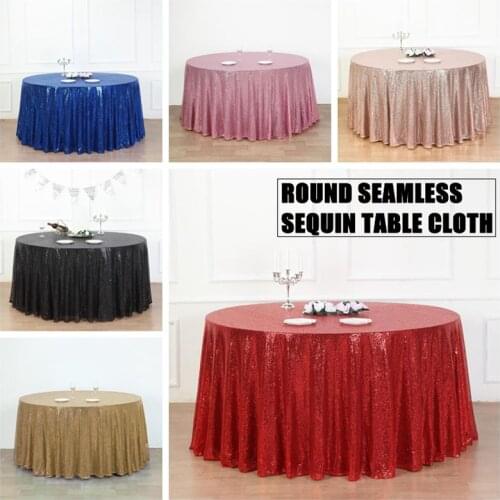 Seamless 280CM Round Sequin Tablecloth Christmas Shinny Table Cloth Event Party Banquet Decoration