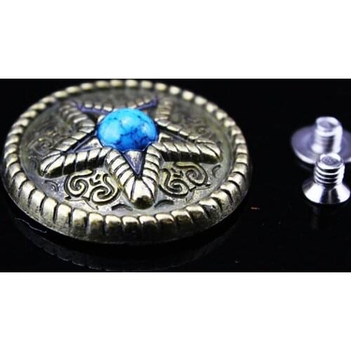 Turquoise bean star round antique pendant conchos with screw stud for belt shoe clothes leather decoration diy craft accessories