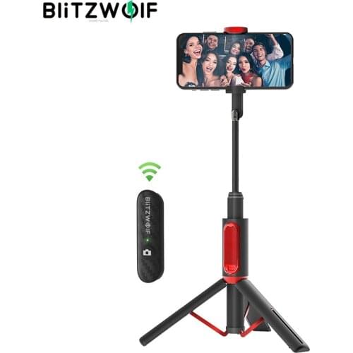 BlitzWolf BW-BS10 All In One Portable bluetooth Stick with Retractable Tripod Selft Sticks Monopod for iPhone for Huawei Tripod