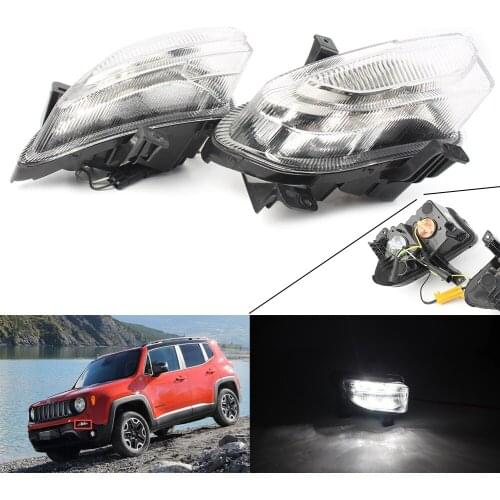 Clear LED Daytime Running Lights W/ Turn Signals For Jeep Renegade 2014 2015 2016 14 15 16 Auto Car Parts Accessories