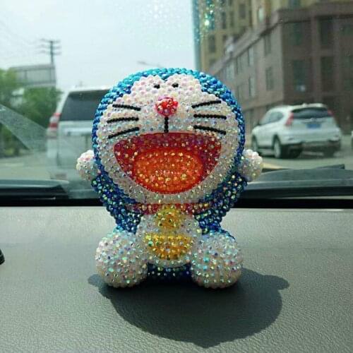 DIY Diamond Jingle Cat Miniature Figurines Rhinestones Doraemon Coin Box Kids Gifts Desk Bling Car Home Decoration Accessories
