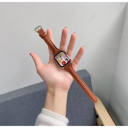 Elegant Lady Slim Strap 42mm 38mm For Apple Watch Band 40mm 44mm SE6 5 4 for iWatch Leather Sports Buckle series 3 2 1 Correa