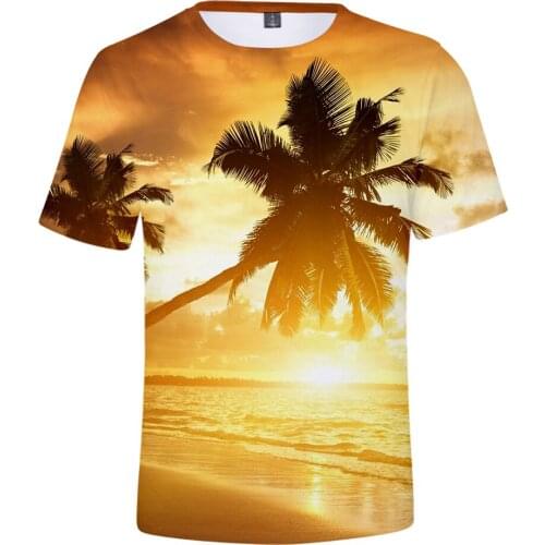 New Beach T-shirt Mens and Womens Top Ocean Sky Beautiful Seaside View 3D Printed Breathable Wild Fashion Short Sleeve Clothes