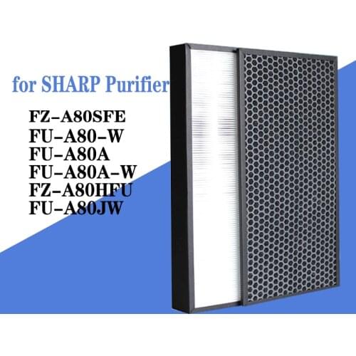 FZ-A80SFE Replacement H13 HEPA Carbon Filters for Sharp FU-A80-W /FU-A80A / FU-A80A-W FZ-A80HFU/FU-A80JW Air Purifier Parts 2PCS