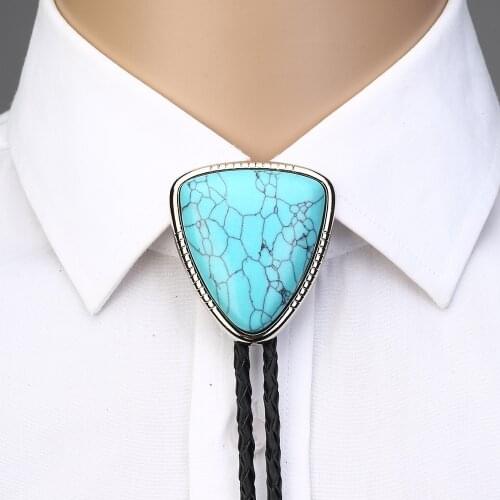 KDG western cowboy zinc alloy BOLO tie triangle point natural stone tie western cowboy shirt accessories tie