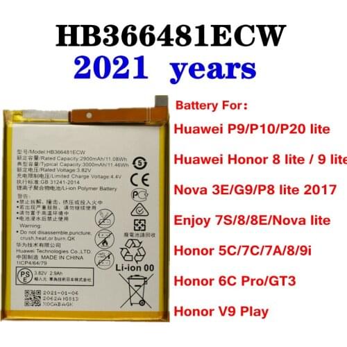 HB366481ECW For Huawei P8/P9/P10/P20 lite and Honor 5C/7C/7A/8/8 Lite/9i/9 Lite/6c Pro/V9 Play/Enjoy 7S 8 8E/GT3 Phone Battery