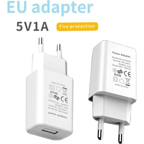 Quality EU Adapter DC 5V 1A USB Interface Convenient Travel Phone Charging Head Fireproof Durable Lithe Black White Charge Plug