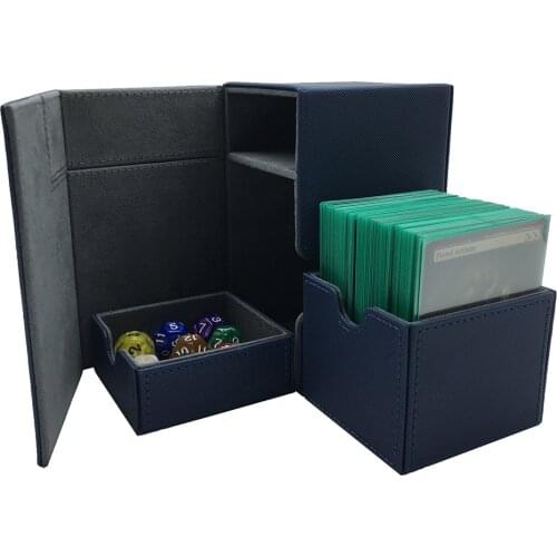 100+ TCG Deck Box Card Case Collector For Mtg Pokemon Yugioh Collection: Blue Color