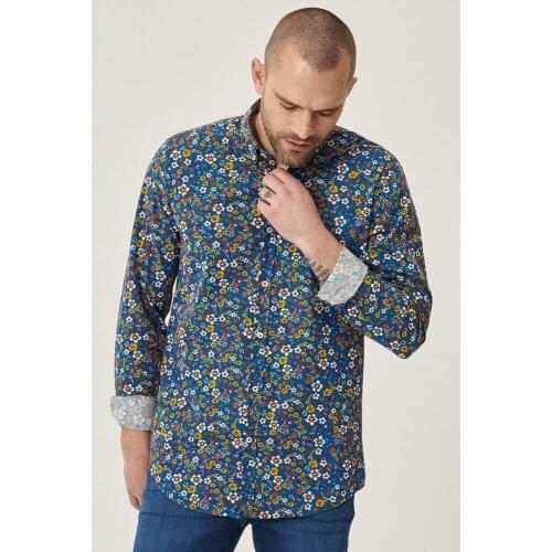 Altınyıldız Classics Tailored Slim Fit Buttoned Collar Printed 100% Cotton Summer New Season 2021 Model Mens Shirt