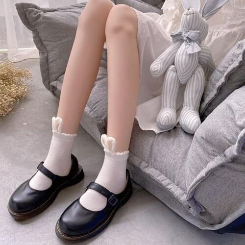Lovely Sweet Bunny Ears Women Socks Teenage Girl Kawaii Cotton Short Socks Korean Lolita Lace socks tube socks JK Accessories