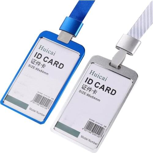 Men Women ID Bank Credit Card Holder Wallet Cute Students Bus Card Case Metal Identity Badge Lanyard Protector Cards Cover