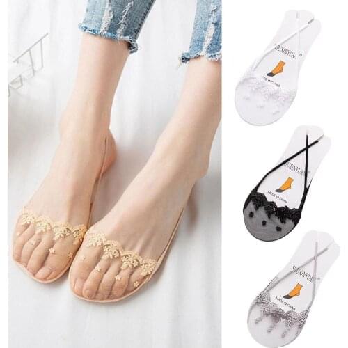 Fashion Summer Thin Low Cut Short Sock Slippers Women Boat Socks invisible Breathable Silicone Lady Feet Socks Half Antiski I9E2