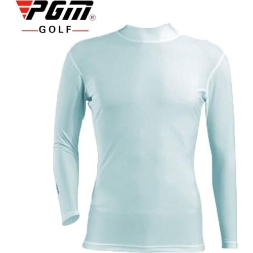 Mens Golf Summer Underwear Shirt Ice Tights Long Sleeve T Shirt Male O-Neck Uv Protection Golf Clothing A7029