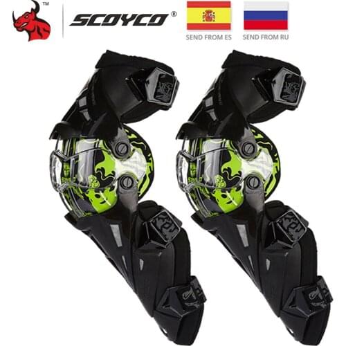 SCOYCO Motorcycle Knee Pad CE Motocross Knee Guards Motorcycle Protection Knee Motor-Racing Guards Safety Gears Race Brace Black