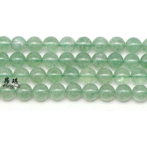 Natural Stone Green Strawberry Quartz Crystal Loose Beads 6 8 10MM Pick Size For Jewelry Making DIY Bracelet Accessories 15"