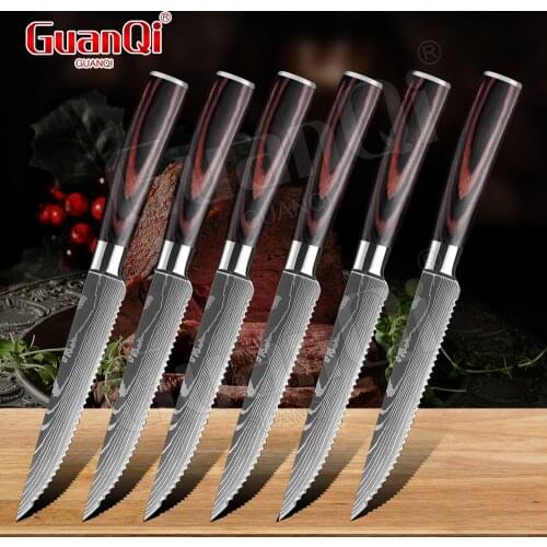 Stainless Steel Steak Knives Sharp Serrated Steak Knife Cleaver Slicing Knife Multipurpose Restaurant Cutlery Table Knife Tools