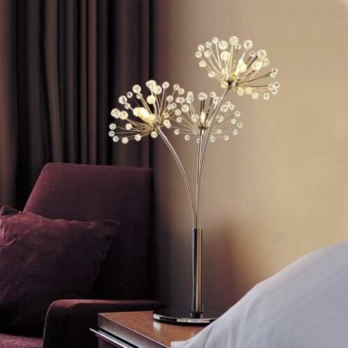Dandelion Living Room Crystal Floor Table Lamp Creative Iron Crystal Table Lamp for Home Bedroom Bedside Lamp