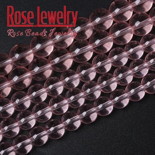 Wholesale Fashion Jewelry Clear Pink Glass Round Beads For Jewelry Making Charm Beads 4 6 8 10 12 mm Diy Bracelet 15" Strand