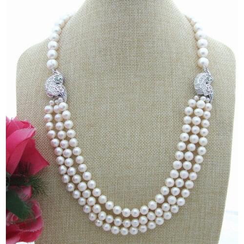 Fashion statement natural white freshwater pearl necklace zircon bird accessories clasp 63-68cm long