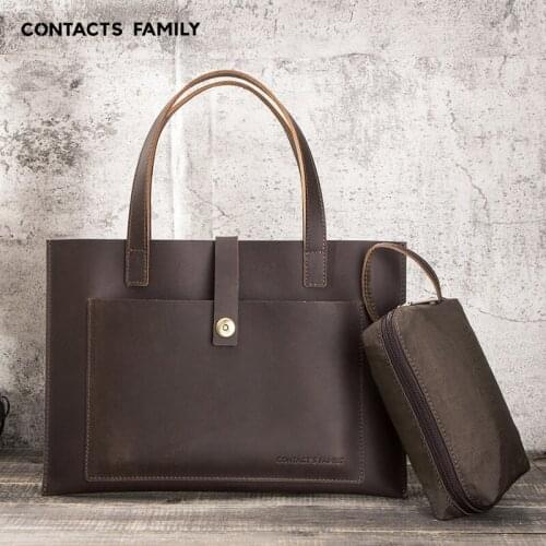 Portable KUMON Laptop Briefcase For Macbook Pro 13 Inch Laptop Bag Genuine Leather For Apple Tablet Cases Sleeve Portfolio Bag