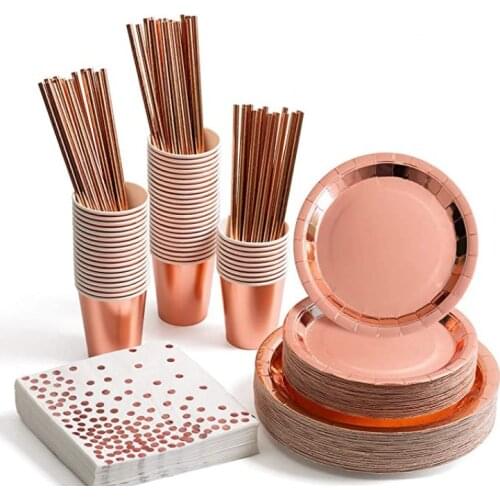 Rose Gold Glitter Party Tableware Bride To Be Wedding Engagement Table Decoration Cup Plates Adult 30 40 50 60th Birthday Party