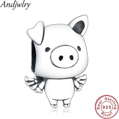 Fit Charms Bracelets Silver 925 Original Pippo the Flying Pig Charm Beads for Making DIY Jewelry Berloque