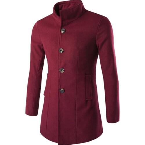 Woollen Overcoat Smart Casual Colors Long Thermal Solid Male Mens Clothes Coats Winter Autumn Fashion Business