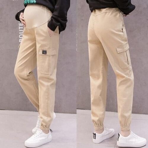 Cotton Nursing Maternity Pants For Pregnant Women Trousers Military Sweatpants High Waist Pocket Pregnancy Pants Streetwear