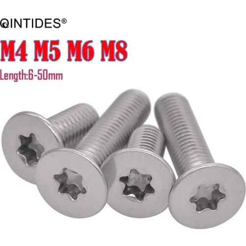 QINTIDES M5-M8 Hexalobular Socket Countersunk Head Screws Six-Lobe Flat Screws 304 Stainless Steel Screw