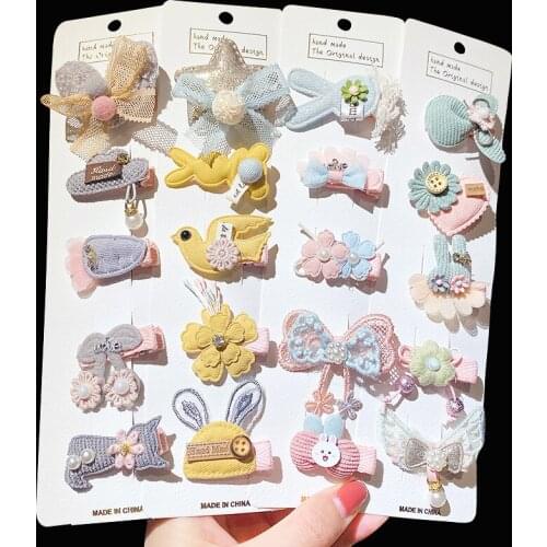5pcs/lot Cute Kids Hair Pin Childrens Hair Clip Set Bow Hairpin Infant Baby Headdress Fashion Birthday Gifts for Babies Girls