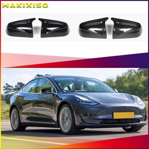Replacement Trim 2p High Quality Carbon Fiber Pattern for Tesla Model 3 Model3 Tesla M3 2017-21 Rearview Mirror Cover