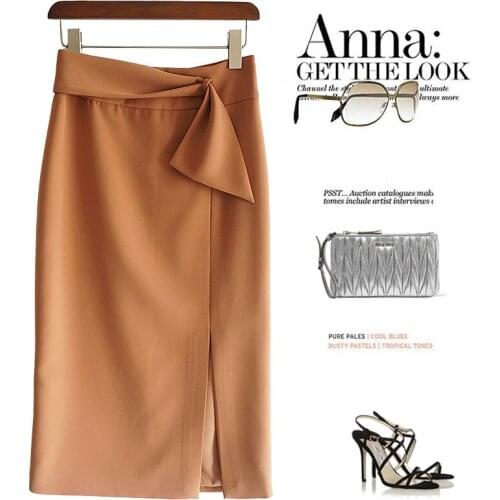 Caramel Lace High Waist Women Spring 2021 New Womens Mid-length Skirt