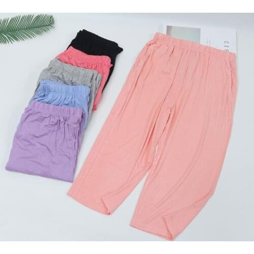 Pajamas women summer autumn modal mid pants sports thin large size home pants loose cropped pants beach pants shorts