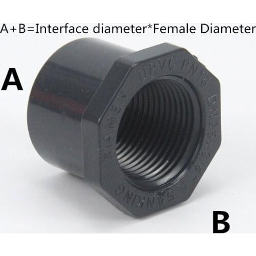 Female Thread Bushing Straight Pipe Connectors Adapter Garden Home Irrigation PVC Plastic Tube Joint 1 Pcs