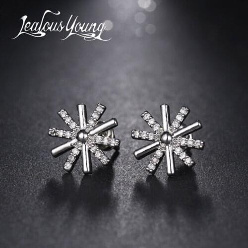 2017 Luxury Flower Crystal Stud Earrings Inlay AAA Cubic Zirconia Earings Studs For Women Bridal Fashion Jewelry Brincos AE455