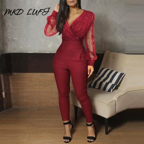 Sheer Mesh Glitter Ruched Wrap Jumpsuit Women Ropmers Long Sleeve V Neck Skinny Fit One Piece Overalls Jumpsuit