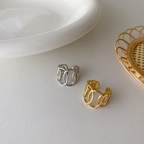 GSOLD 2020 New Irregular Geometric Hollow Metal Circle Ring Adjustable Vintage Gothic Chunky Ring For Women Party Punk Jewelry