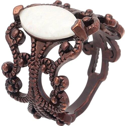 New Arrival vintage Black Hollow Branch Ring Oval White Opal Rings for Women Punk Jewelry Party Ring for women