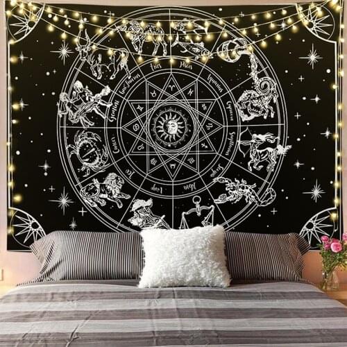 Zodiac tapestry boho decoration home decor luna blanket witchcraft wall decor backdrop carpet