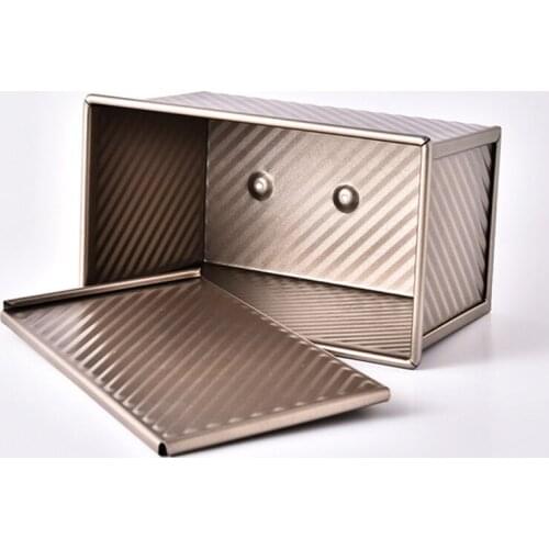 1Pcs Golden Carbon Steel Toast Mould with Cover Corrugated Non-Stick Toast Bread Baking Mold Household Tools