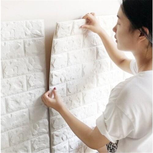 10Pcs 3D Wallpaper Adhesive Wall decor Foam Bricks sticker for Bedroom Waterproof Ship Fast