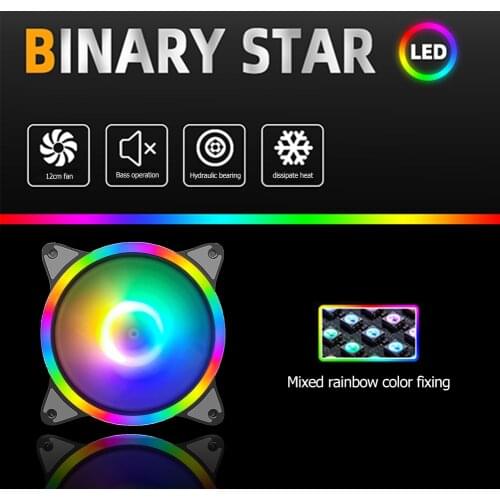 12cm Cooling Fan Desktop Chassis PC Case Mute Rainbow Heatsink Radiator PC Computer Water Cooling Accessories