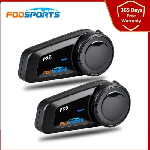 2pcs Fodsports FX6 motorcycle Helmet intercom wireless bluetooth Interphone FM radio waterproof 6 riders 800M