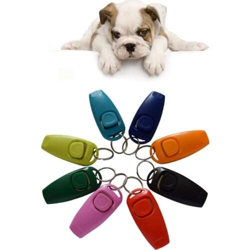 2 In 1 Pet Clicker Training Whistle Dog Portable Mini Trainer Assistive Guide Key Ring Dog Training Dogs Pets Accessories