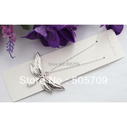 20PCS Bright Silver Color Plated Dragonfly Pendant Chain Necklaces #22474