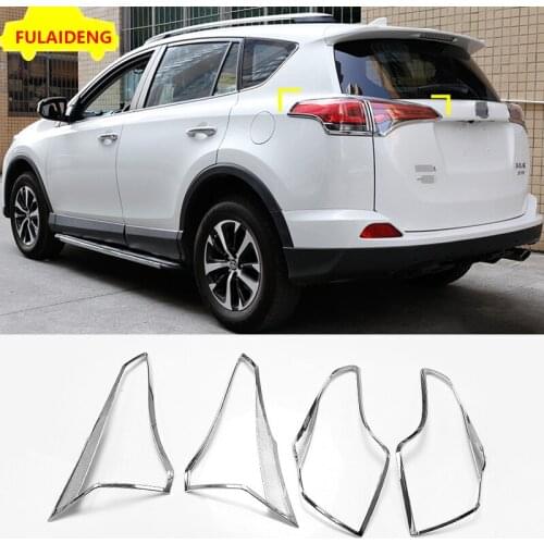 4pcs For Toyota RAV4 2016-2018 ABS Chrome Rear Tail Light Lamp Cover Trim Garnish Frame Car Styling Accessories