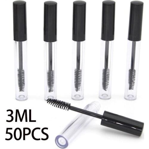 50pcs/Lot 3ml Empty Mascara Tube Eyelash Cream Vial/Liquid Bottle Sample Cosmetic Container with Leakproof Inner Cap