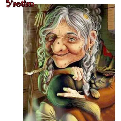 5d diy Diamond Painting Full Drill square round Halloween Witch Diamond Embroidery 3d puzzle Cat picture Cross Stitch Kit Decor